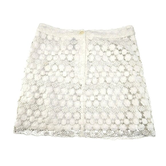 White Lace Mini Skirt By H&M Divided Size 2 Floral Crochet Womens JJ3935 - Picture 6 of 8